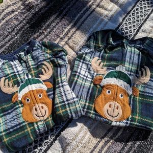 Matching Sibling Set Holiday Fleece Moose Pajamas